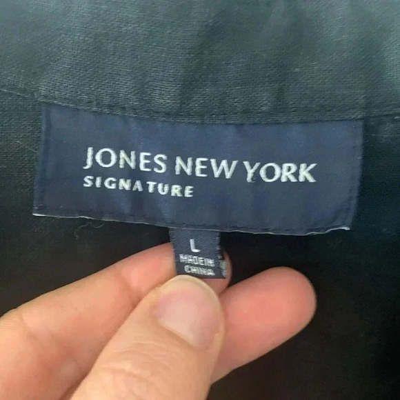 Jones New York Black Linen Blouse Size Large - Picture 3 of 10